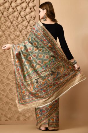 Madhubani hand-painted full saree-12